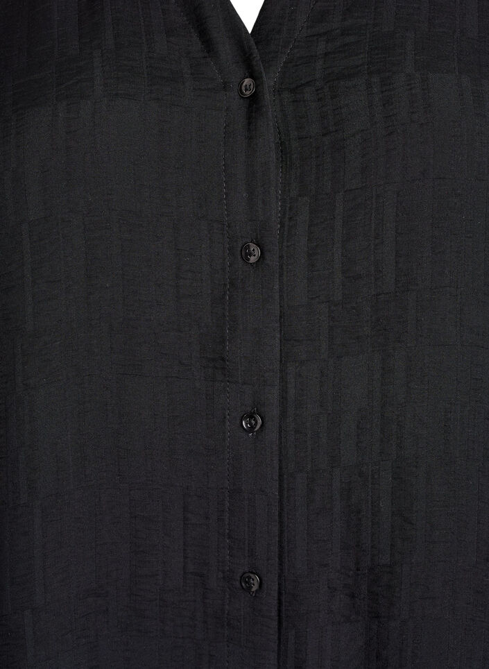 Løs skjorte med tekstur og V-udskæring, Sort, Packshot image number 2