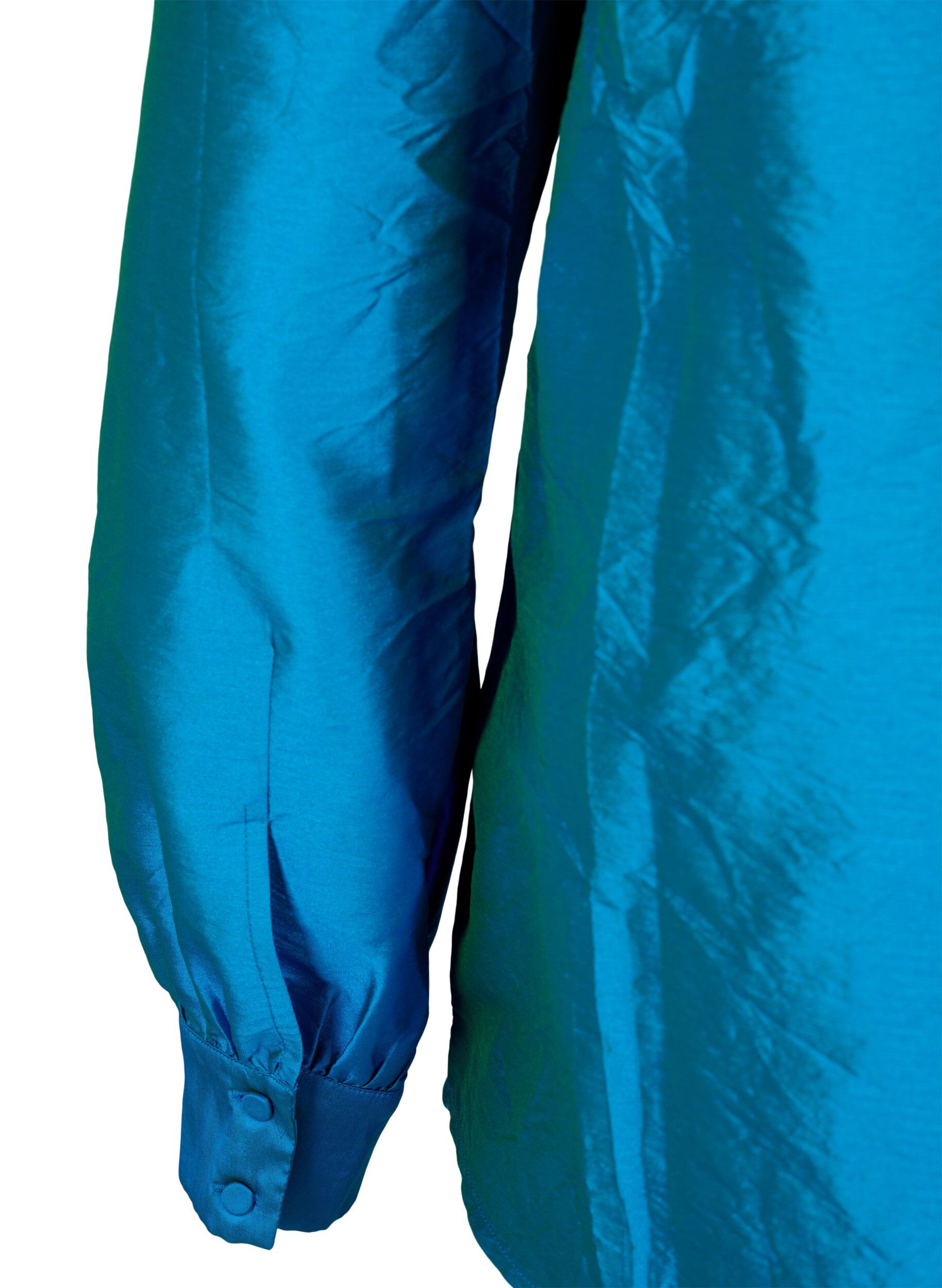 Zizzi Shiny skjortebluse med fl&aelig;ser, Diva Blue, Packshot image number 3