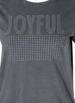 Bomulds t-shirt med nitter og smock, Grey Wash, Packshot image number 2