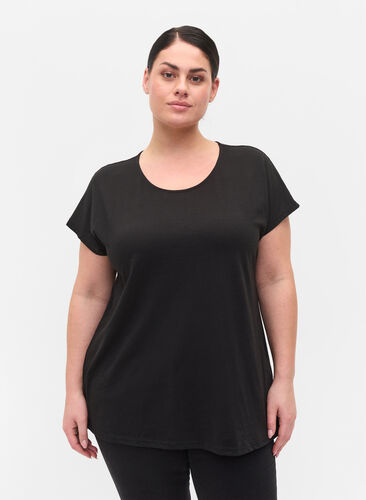 T-shirt i bomuldsmix, Black, Model image number 0