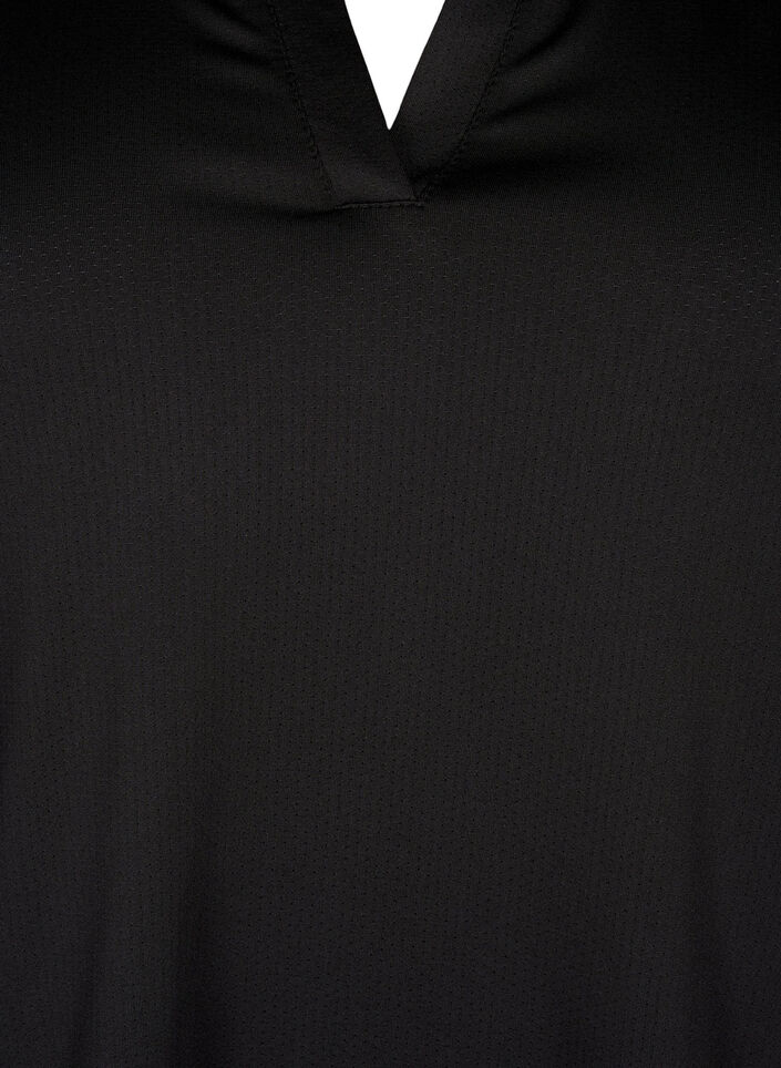 Polo t-shirt med v-hals, Black, Packshot image number 2