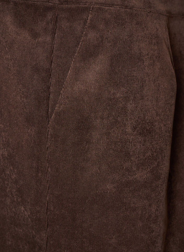 Kort fl&oslash;jlsnederdel med trykknapper, Brun, Packshot image number 3