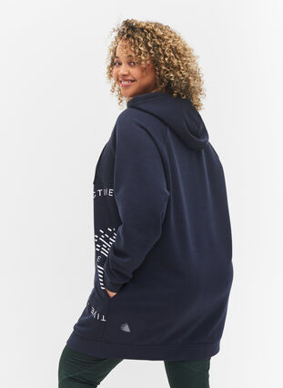 Lang sweatshirt med hætte og printdetaljer, Night Sky, Model image number 1