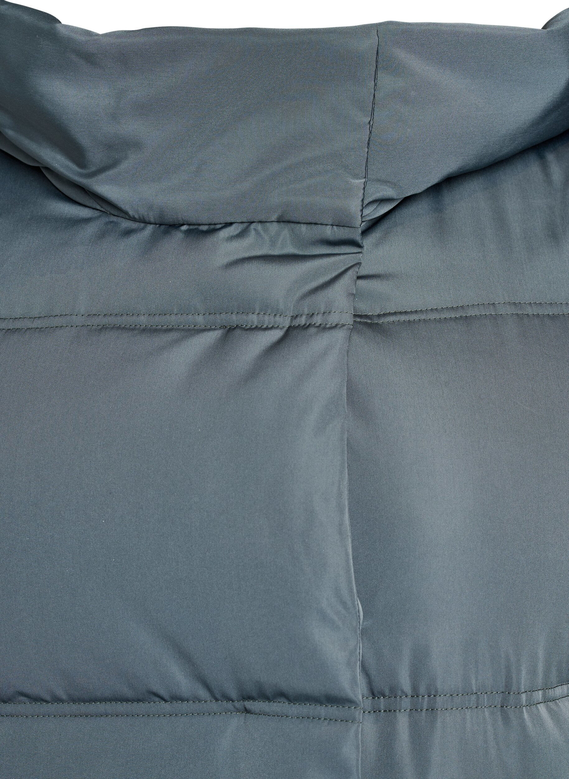 Zizzi Lang pufferjakke med h&aelig;tte, Bl&aring;, Packshot image number 2