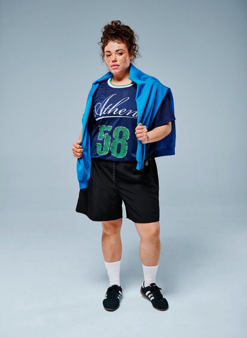 Tr&aelig;ningsshorts med indershorts og telefonlomme, Sort, Image image number 0