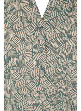 Printet bluse med korte ærmer, Green Graphic , Packshot image number 2