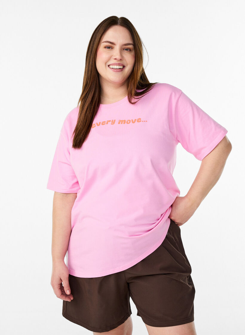 Sporty t-shirt i &oslash;kologisk bomuld, Lyser&oslash;d, Model image number 0