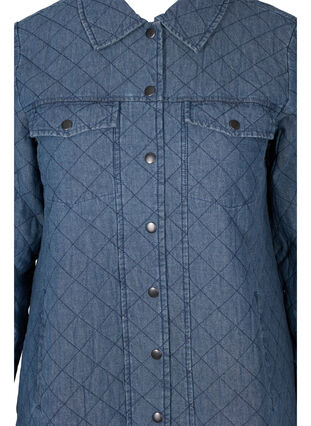 Mønstret jakke med knapper og lommer, Blue denim, Packshot image number 2
