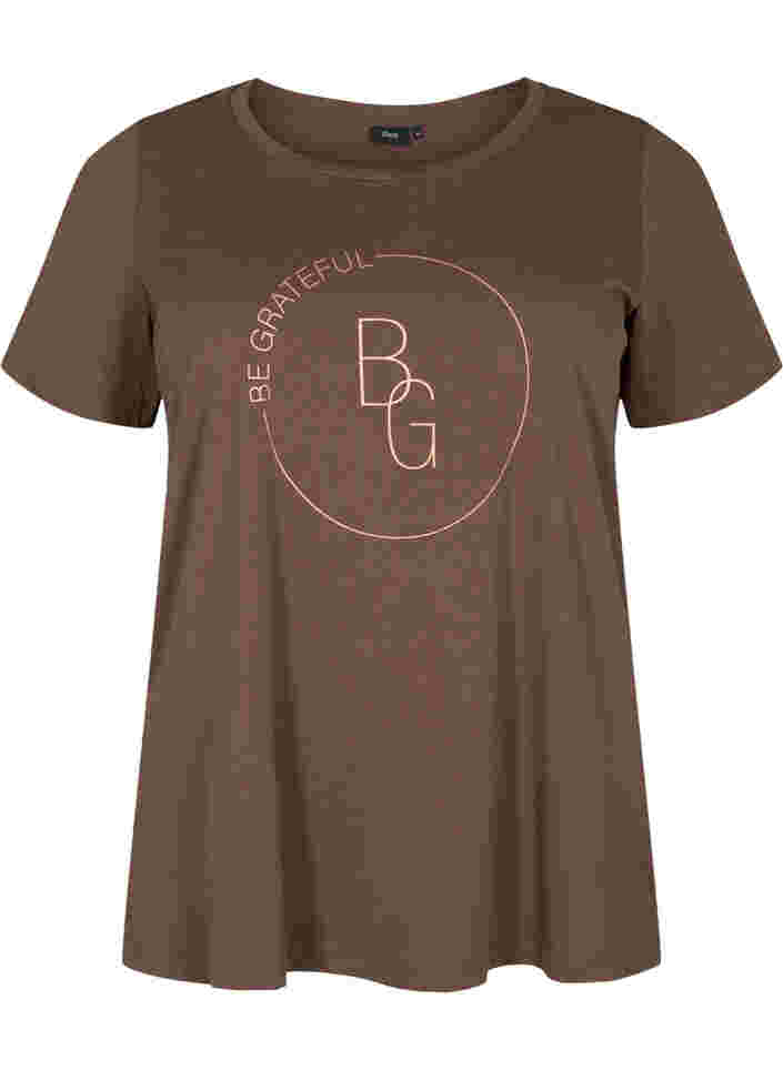 Kortærmet t-shirt med tryk, Chestnut BG, Packshot image number 0
