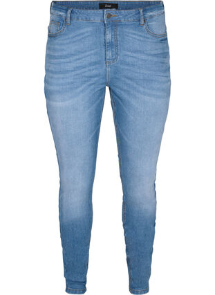 Emily jeans med slim fit og normal talje, Blue denim, Packshot image number 0