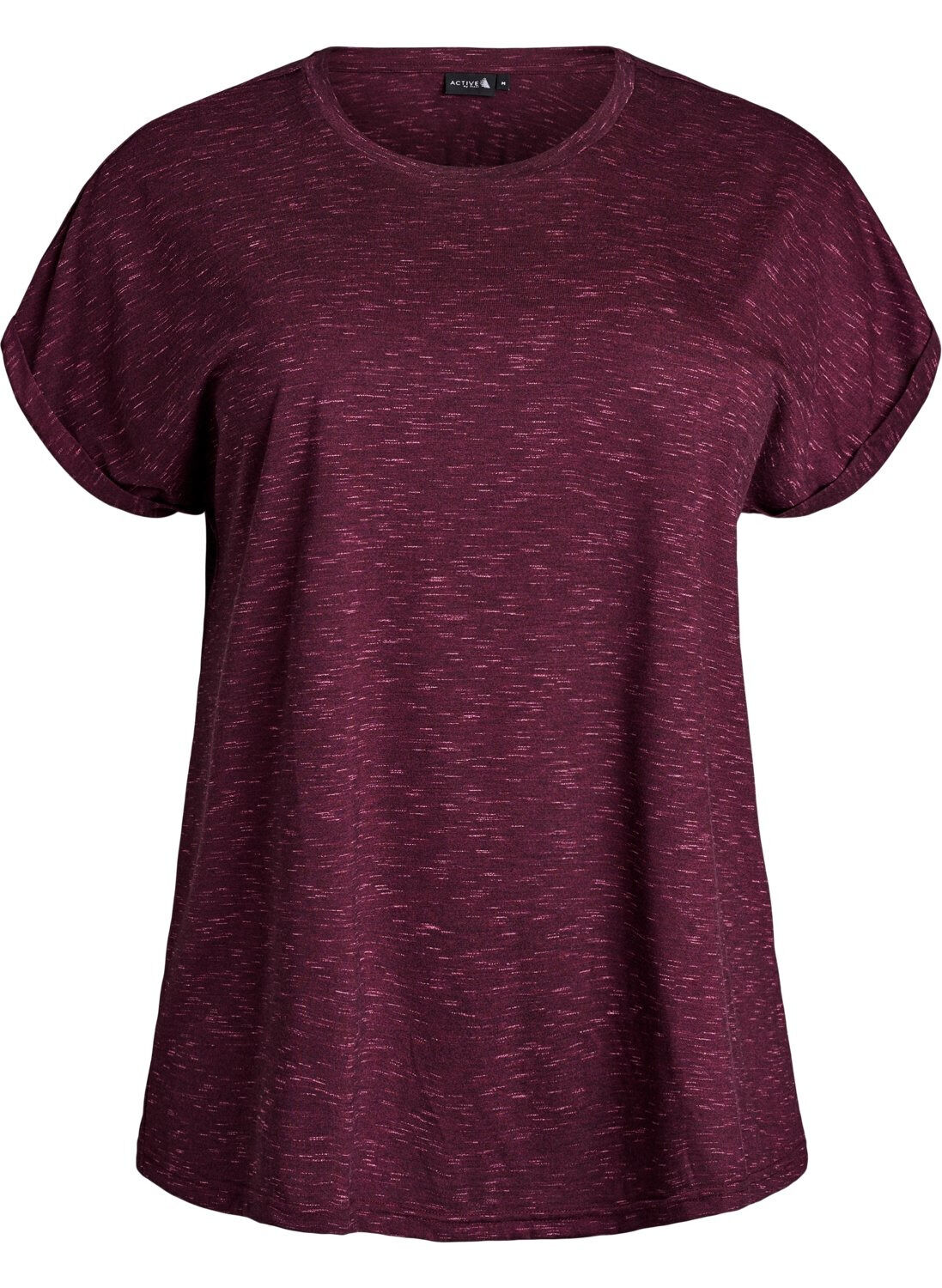 Zizzi L&oslash;s tr&aelig;nings t-shirt med korte &aelig;rmer, M&oslash;rk Bordeaux, Packshot image number 0