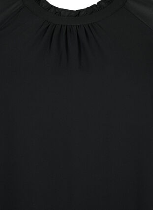 Bluse med asymmetrisk bund og 3/4 ærmer, Black, Packshot image number 2