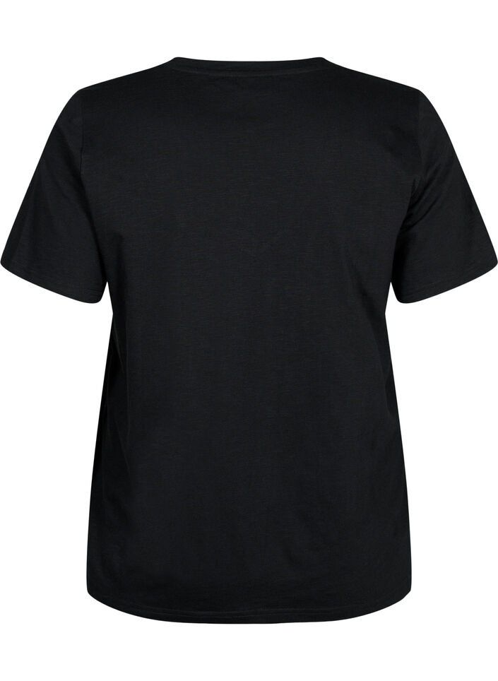 Kort&aelig;rmet basis t-shirt med v-hals, Sort, Packshot image number 1