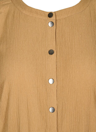 Langærmet skjortekjole med struktur, Indian Tan, Packshot image number 2