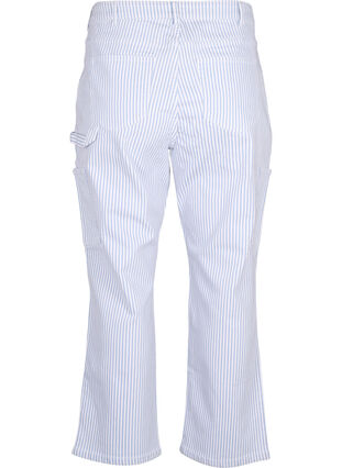 Stribede cargo jeans med straight fit, Blue White Stripe, Packshot image number 1