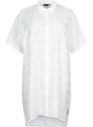 Lang skjorte i viskose med struktur, Hvid
