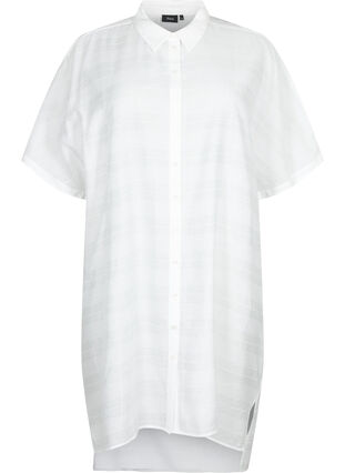 Lang skjorte i viskose med struktur, Hvid, Packshot image number 0