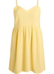 Strandkjole i bomuld med smalle stropper, Gul