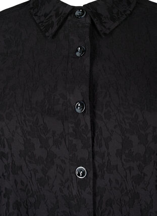 Skjortejakke i viskose med tone-i-tone mønster, Black, Packshot image number 2
