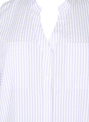 Stribet skjorte med brystlommer, White/LavenderStripe, Packshot image number 3