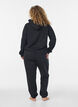 Sweatshirt med h&aelig;tte og print, Sort, Model image number 2