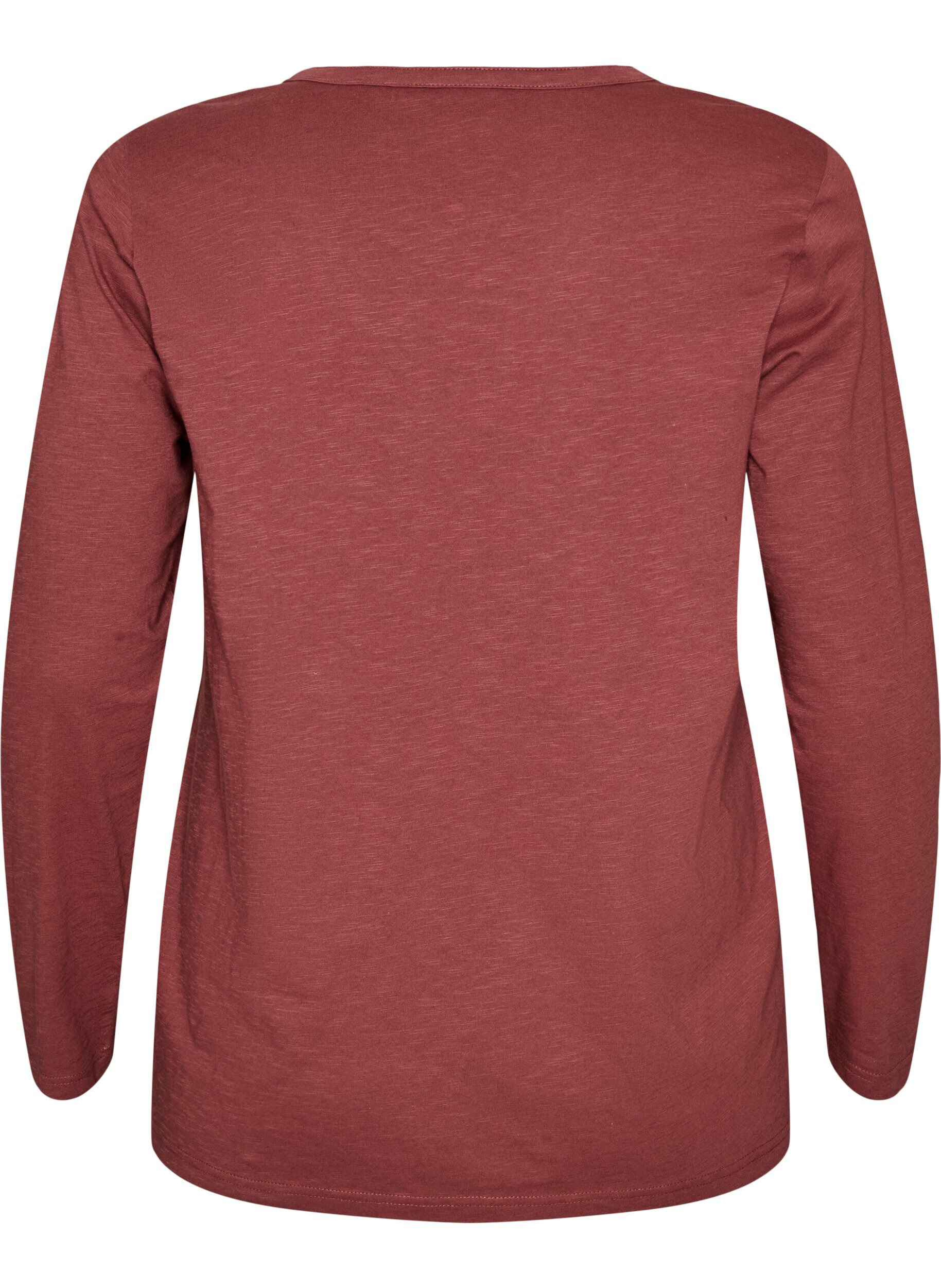 ZizziLang&aelig;rmet t-shirt med V-hals og knapper, Brun, Packshot image number 1