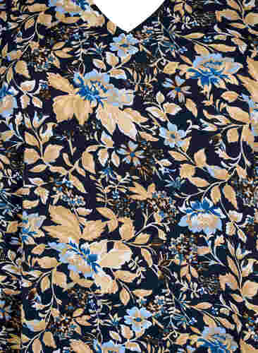 FLASH - Tunika med v-hals og print, Brown Blue Flower, Packshot image number 2