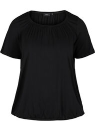 Kortærmet viskose t-shirt med elastik , Black
