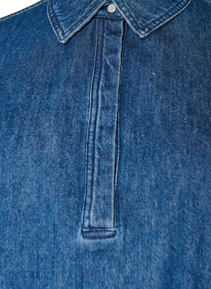 Denimbluse med ballonpasform, Bl&aring;, Packshot