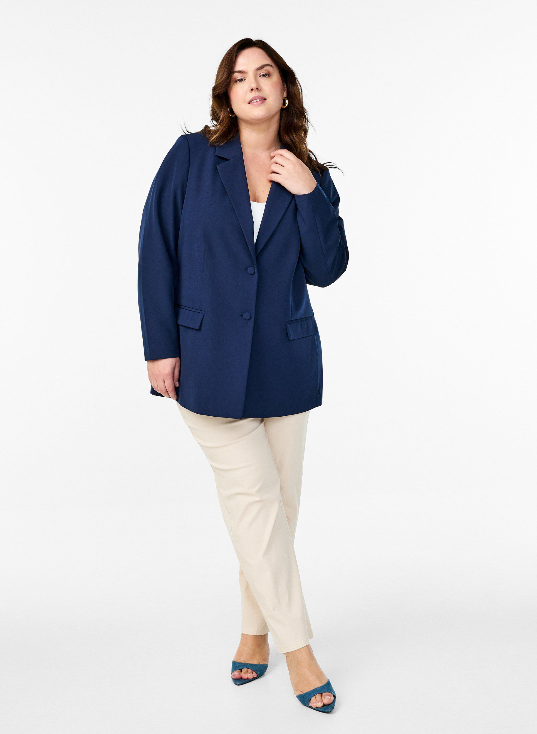 ZizziKlassisk blazer med knaplukning, Bl&aring;, Model image number 1