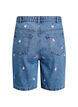Denimshorts med h&oslash;j talje og broderede hjerter, Bl&aring;, Packshot image number 1
