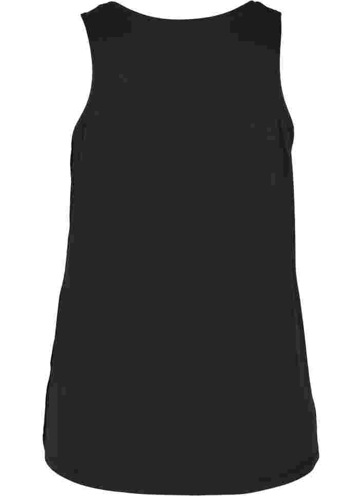 Ensfarvet træningstop med rund halsudskæring, Black, Packshot image number 1