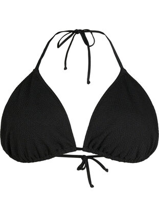 Trekants bikini bh med crepe struktur, Black, Packshot image number 0