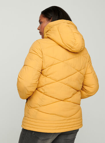 Vindtæt jakke med hætte og lommer, Spruce Yellow, Model image number 1
