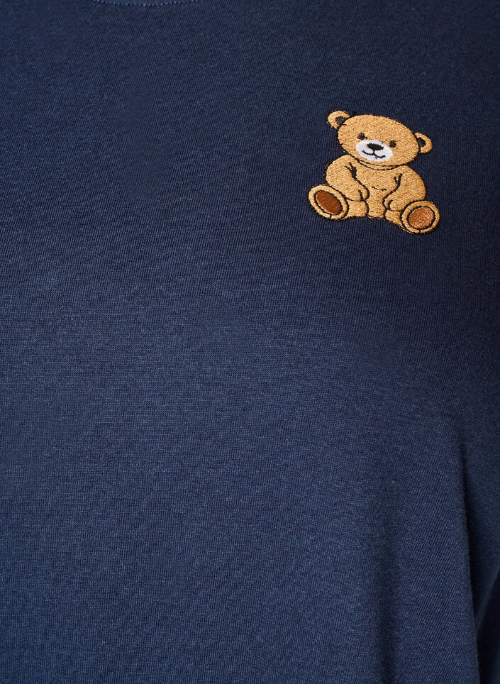 T-shirt i &oslash;kologisk bomuld med bamsemotiv, Bl&aring;, Packshot image number 2