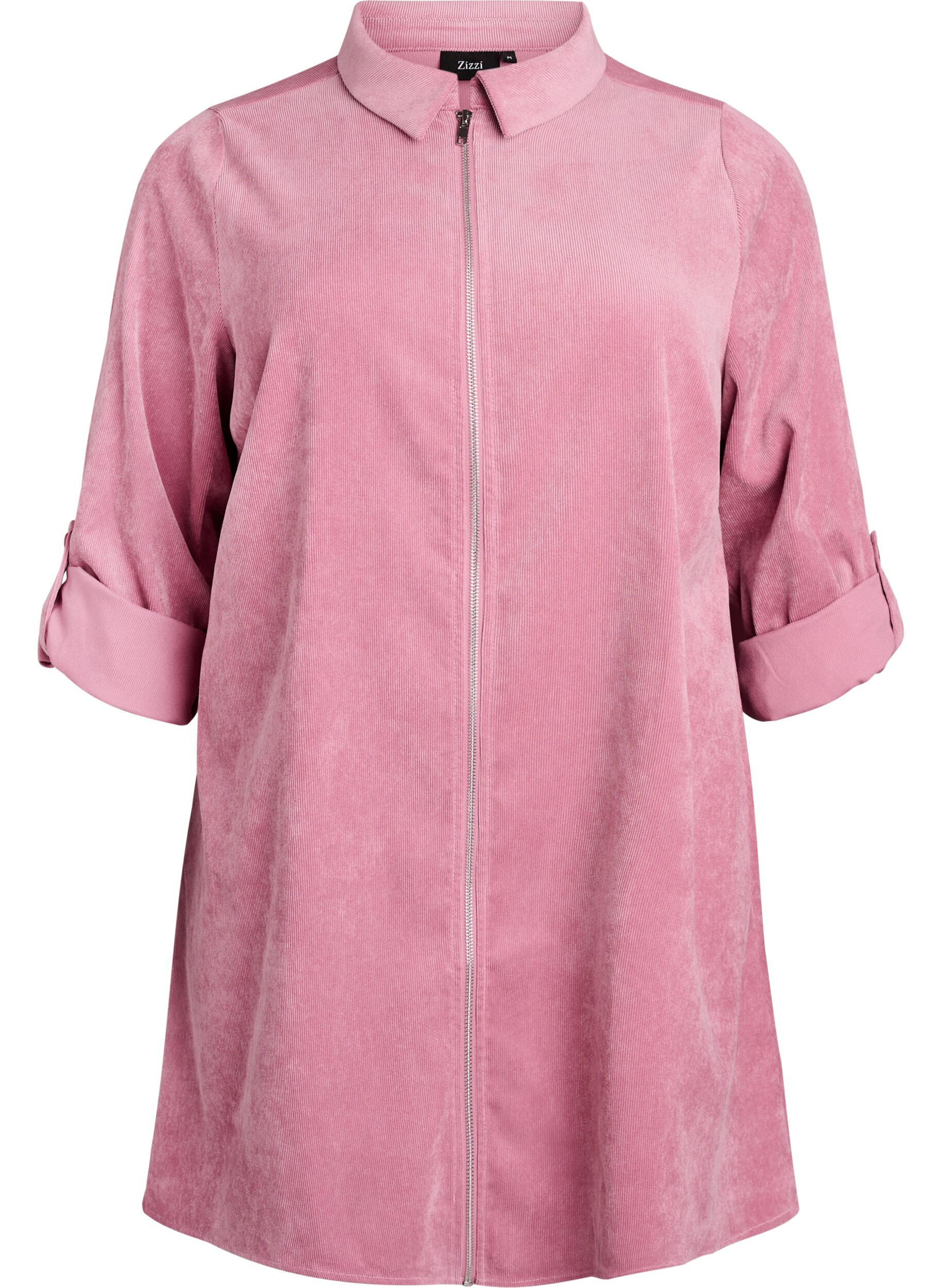 ZizziFl&oslash;jlskjole med lynl&aring;s og 3/4 &aelig;rmer, Lyser&oslash;d, Packshot image number 0