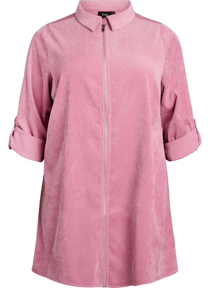 Fl&oslash;jlskjole med lynl&aring;s og 3/4 &aelig;rmer, Lyser&oslash;d, Packshot image number 0