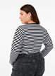 Stribet bluse med lange &aelig;rmer, Sort, Model image number 2