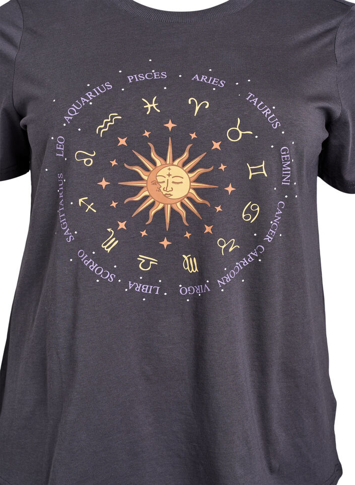 Bomulds t-shirt med frontprint, Grå, Packshot image number 2