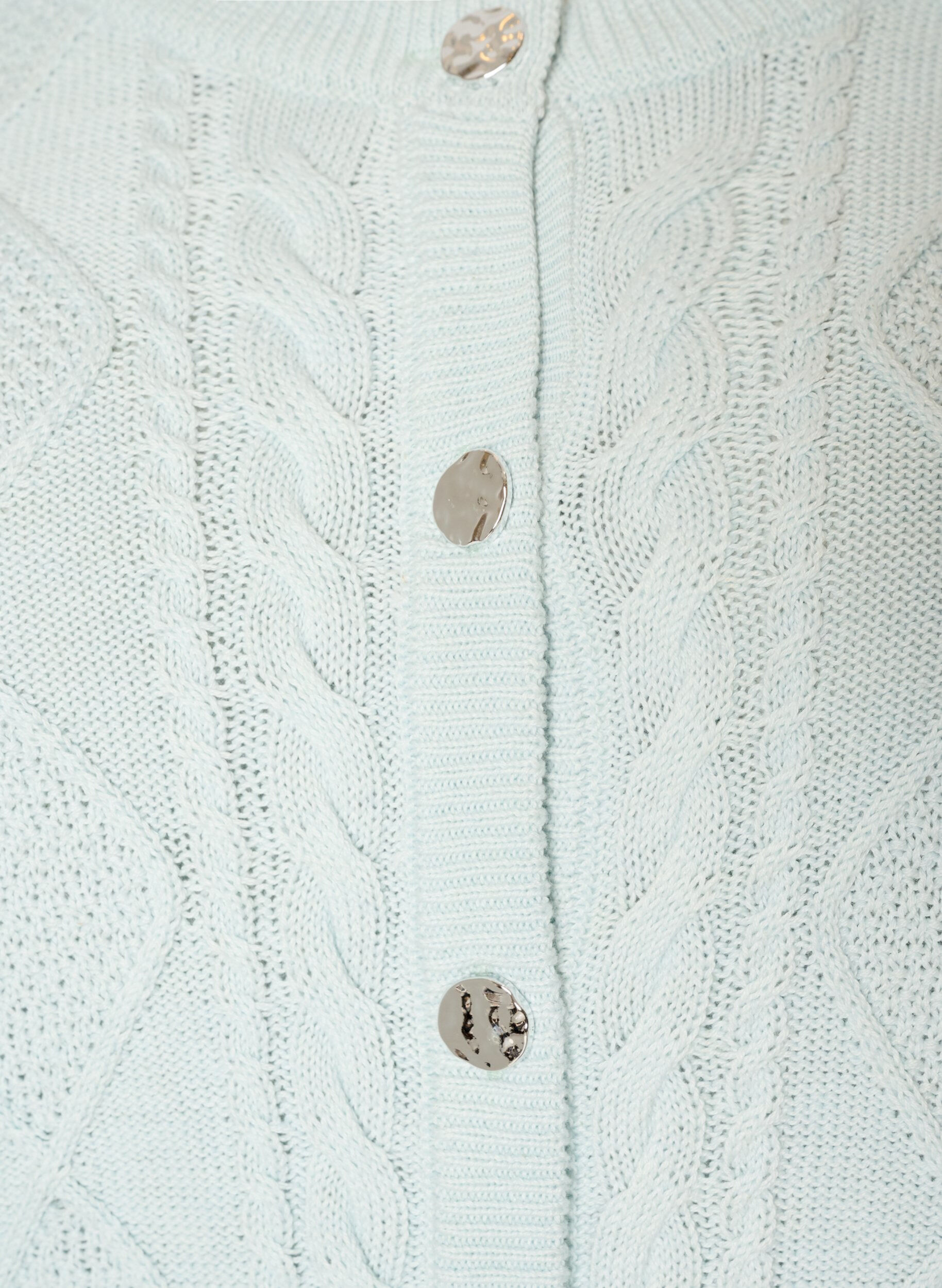 ZizziKabelstrikket cardigan med dekorative knapper, Bl&aring;, Packshot image number 2