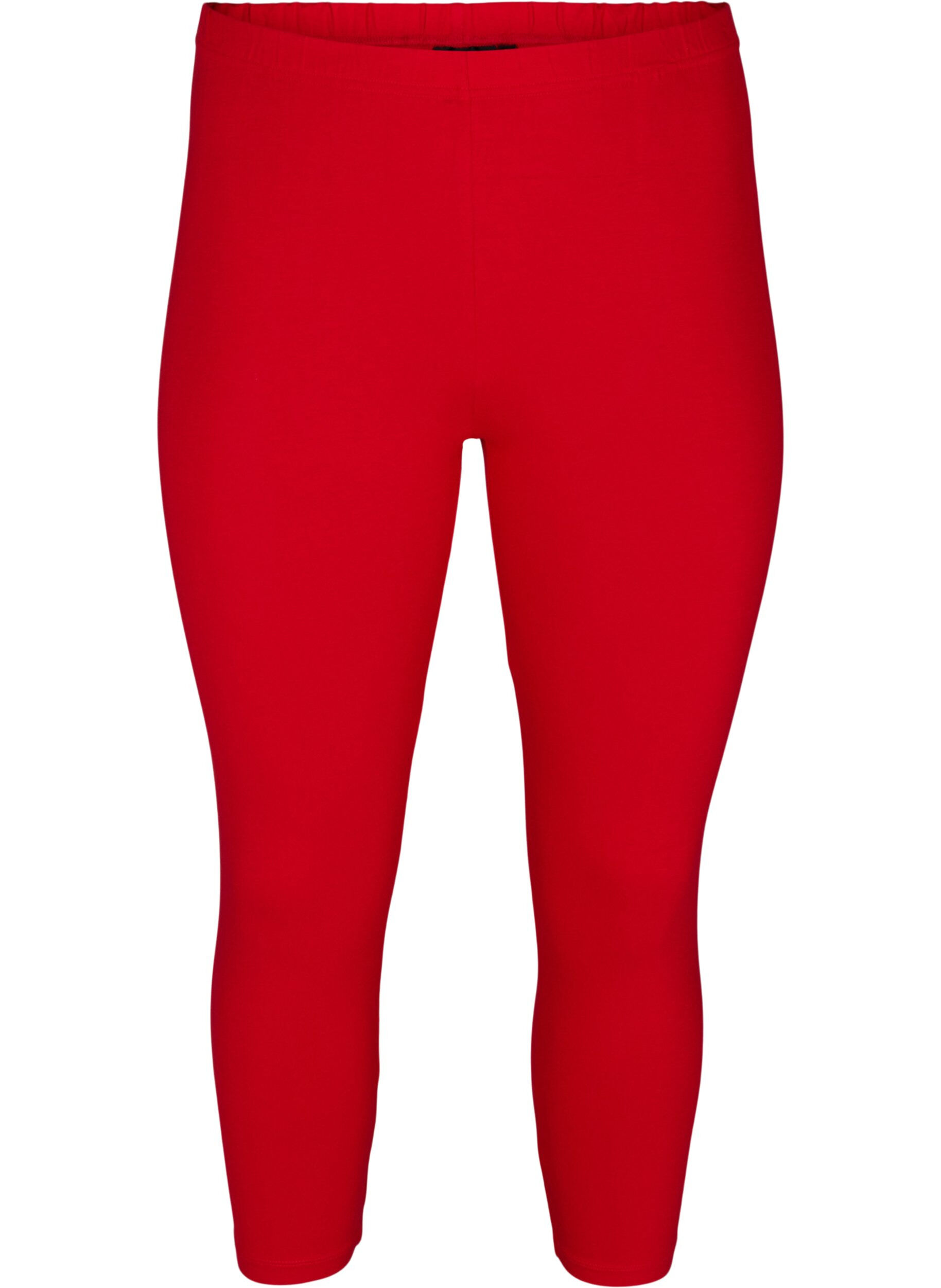 Zizzi Basis 3/4 leggings, Tango Red, Packshot image number 0