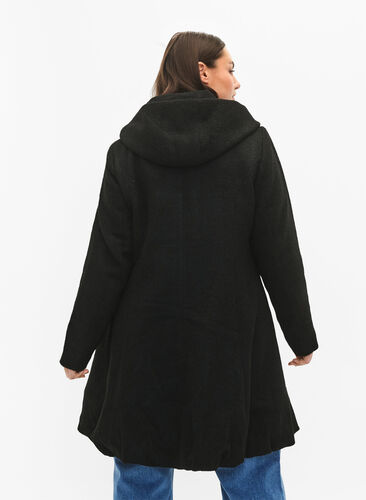 A-formet frakke med hætte, Black, Model image number 1