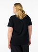 T-shirt med tekstprint og kontrastkant, Sort, Model image number 2