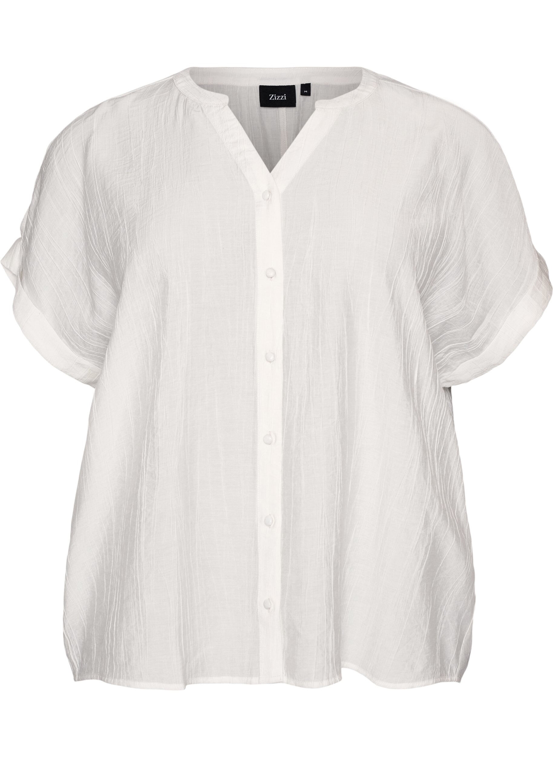 ZizziViskosebluse med knapper og struktur, Vanilla, Packshot image number 0
