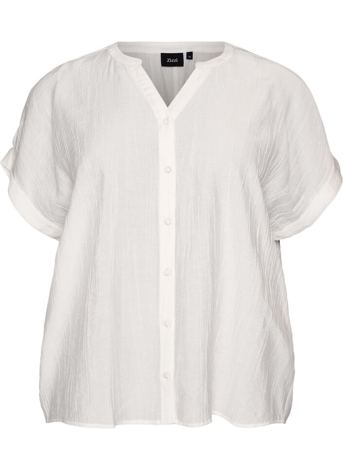 Viskosebluse med knapper og struktur, Vanilla, Packshot image number 0