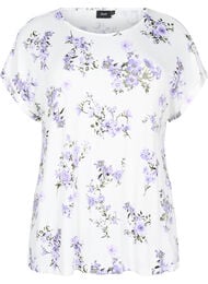 T-shirt med blomsterprint, Lilla