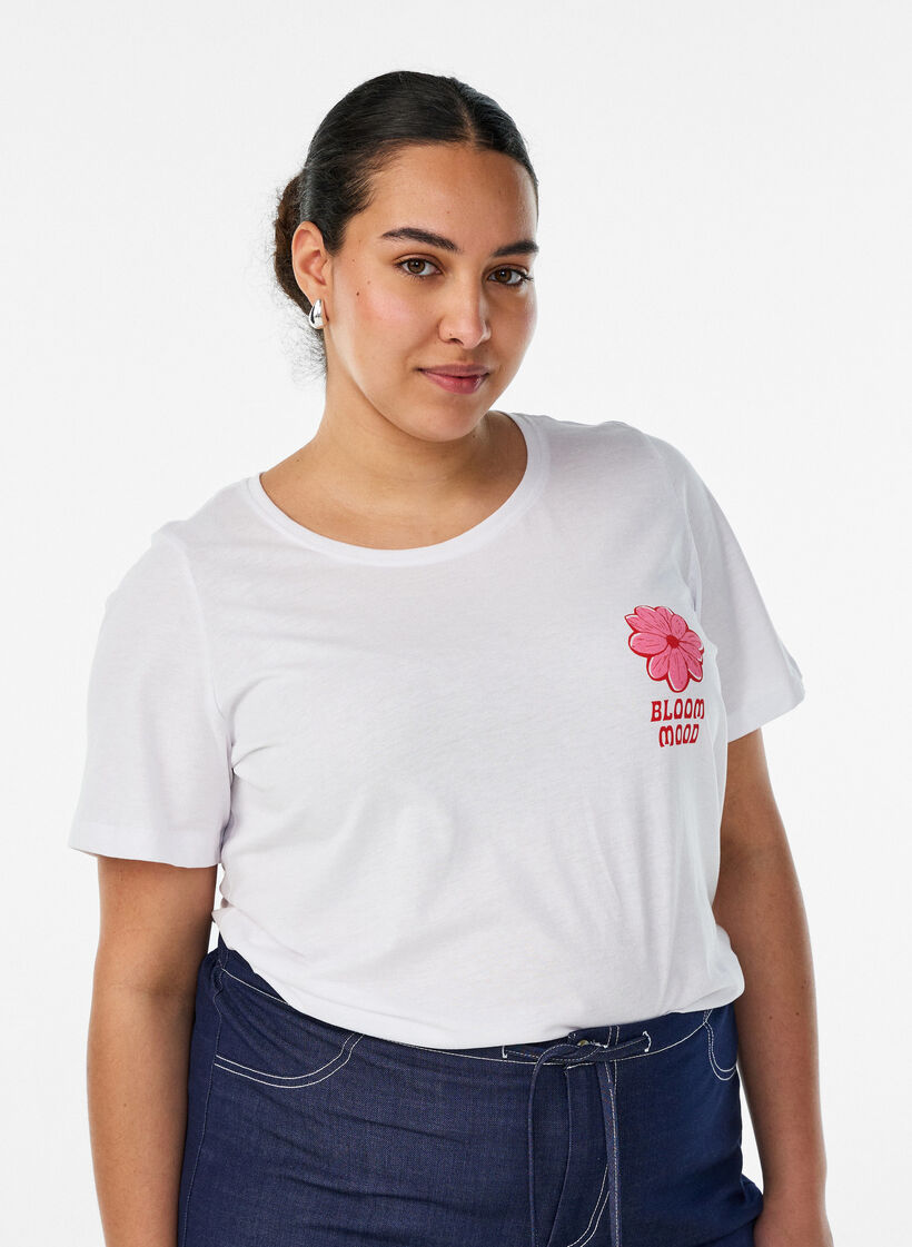 T-shirt med motiv, Hvid, Model image number 0