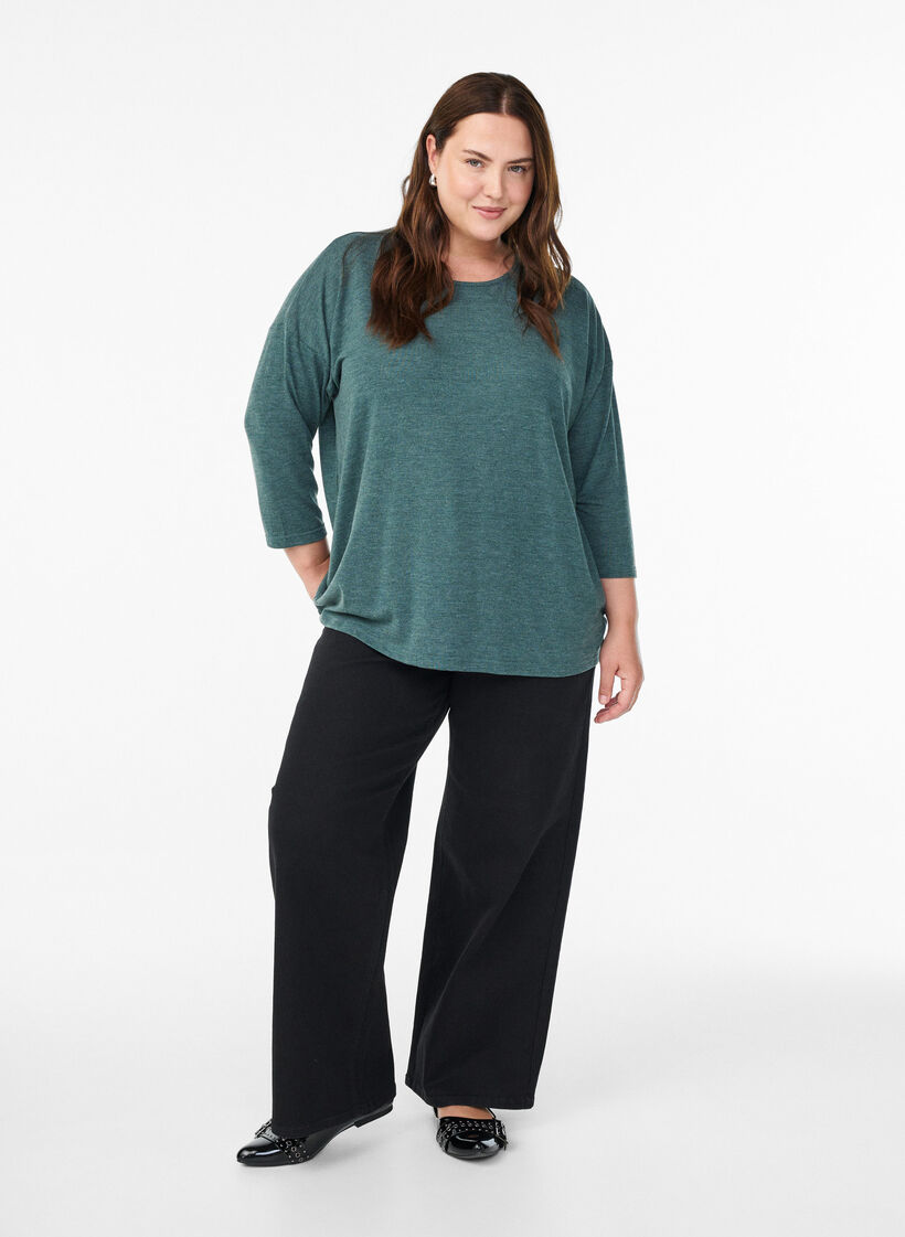 FLASH - Jerseybluse med 3/4 ærmer, Grøn, Model image number 1