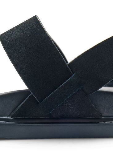 Wide fit sandal i ruskind, Black, Model image number 0