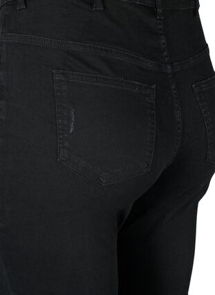 Tætsiddende jeans med sliddetaljer, Black, Packshot image number 3